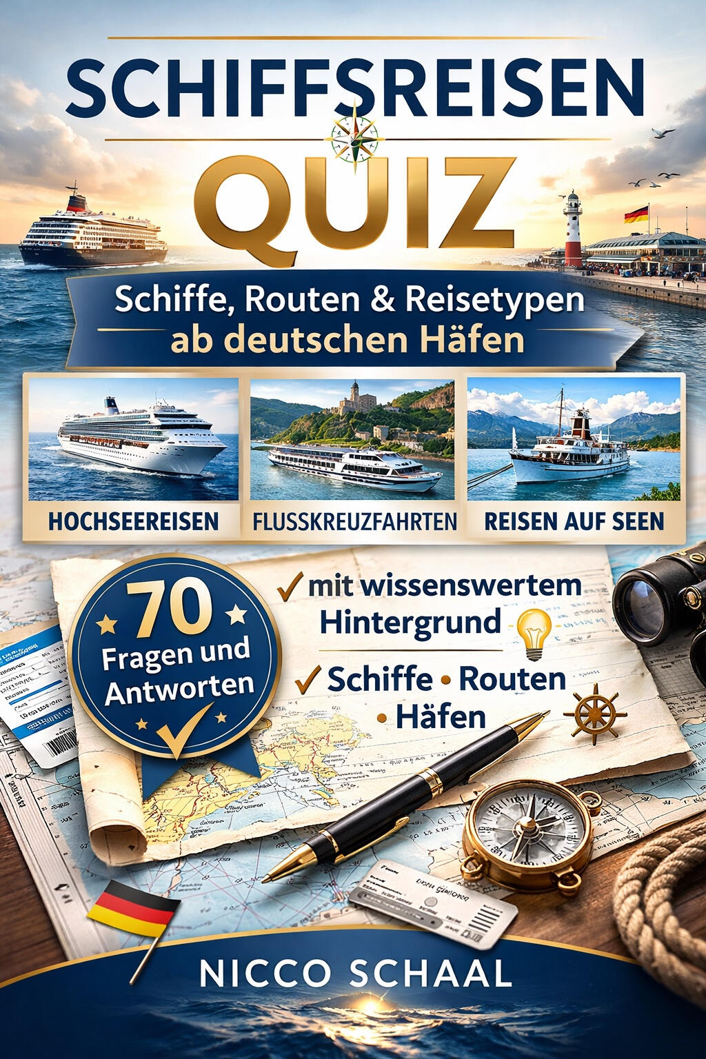 Buchcover des Schiffsreisen-Quiz von Nicco Schaal